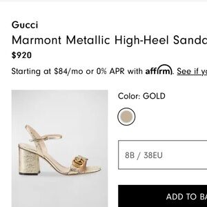 Silver Gucci Marmont GG Sandal Heels